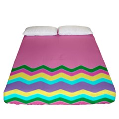 Easter Chevron Pattern Stripes Fitted Sheet (california King Size) by Nexatart