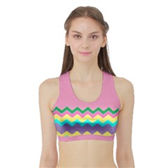 Easter Chevron Pattern Stripes Sports Bra With Border