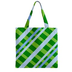 Fabric Cotton Geometric Diagonal Zipper Grocery Tote Bag