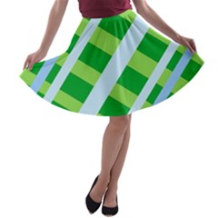 Fabric Cotton Geometric Diagonal A-line Skater Skirt by Nexatart