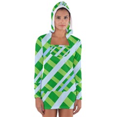 Fabric Cotton Geometric Diagonal Women s Long Sleeve Hooded T-shirt