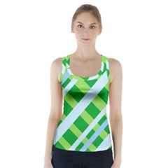 Fabric Cotton Geometric Diagonal Racer Back Sports Top by Nexatart