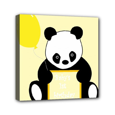 First Birthday Panda Card Mini Canvas 6  X 6  by Nexatart