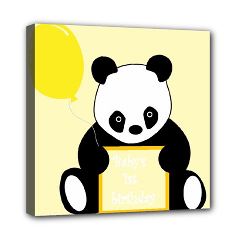 First Birthday Panda Card Mini Canvas 8  X 8  by Nexatart