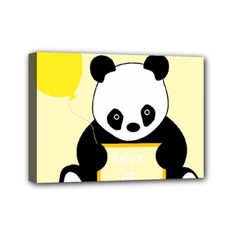 First Birthday Panda Card Mini Canvas 7  X 5  by Nexatart