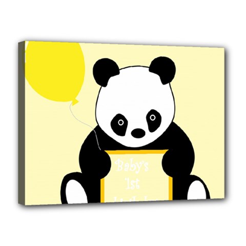 First Birthday Panda Card Canvas 16  X 12  by Nexatart