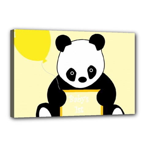 First Birthday Panda Card Canvas 18  X 12  by Nexatart