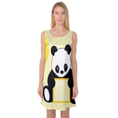 First Birthday Panda Card Sleeveless Satin Nightdress by Nexatart