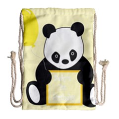 First Birthday Panda Card Drawstring Bag (large) by Nexatart