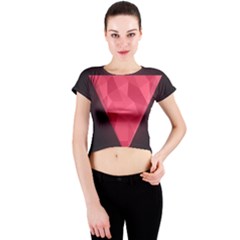 Geometric Triangle Pink Crew Neck Crop Top by Nexatart