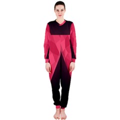 Geometric Triangle Pink Onepiece Jumpsuit (ladies)  by Nexatart