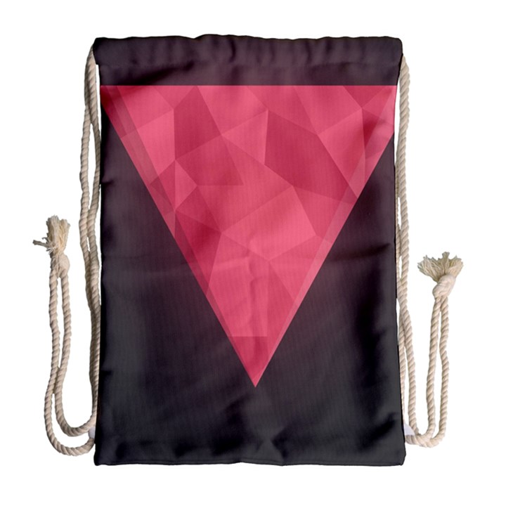 Geometric Triangle Pink Drawstring Bag (Large)