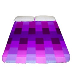 Geometric Cubes Pink Purple Blue Fitted Sheet (king Size) by Nexatart