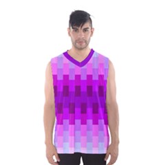 Geometric Cubes Pink Purple Blue Men s Basketball Tank Top