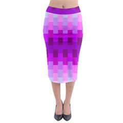 Geometric Cubes Pink Purple Blue Midi Pencil Skirt