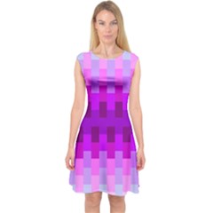 Geometric Cubes Pink Purple Blue Capsleeve Midi Dress by Nexatart