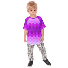 Geometric Cubes Pink Purple Blue Kids  Raglan Tee