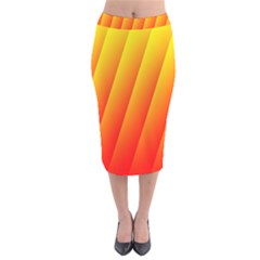 Graphics Gradient Orange Red Velvet Midi Pencil Skirt by Nexatart