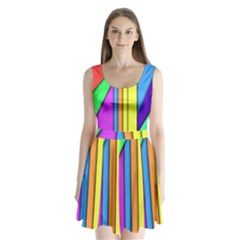 More Color Abstract Pattern Split Back Mini Dress 