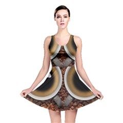 Owl Coffee Art Reversible Skater Dress by Nexatart