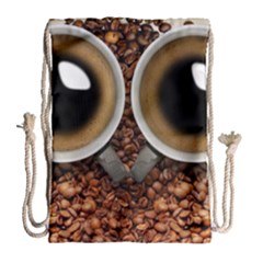 Owl Coffee Art Drawstring Bag (large) by Nexatart