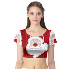 Santa Claus Xmas Christmas Short Sleeve Crop Top (tight Fit) by Nexatart