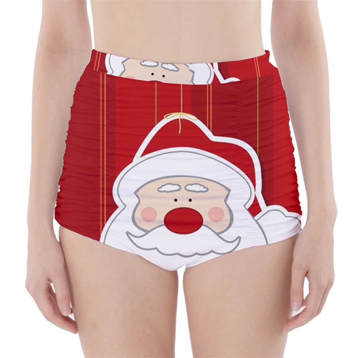 Santa Claus Xmas Christmas High-Waisted Bikini Bottoms