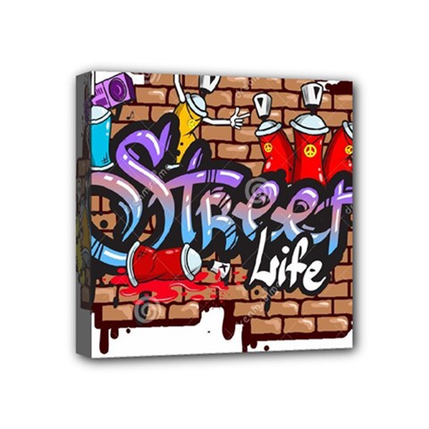 Graffiti Word Characters Composition Decorative Urban World Youth Street Life Art Spraycan Drippy Bl Mini Canvas 4  X 4 