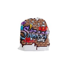 Graffiti Word Characters Composition Decorative Urban World Youth Street Life Art Spraycan Drippy Bl Drawstring Pouches (small)  by Foxymomma