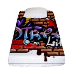 Graffiti Word Characters Composition Decorative Urban World Youth Street Life Art Spraycan Drippy Bl Fitted Sheet (single Size) by Foxymomma