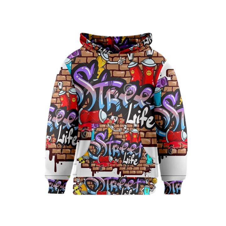 Graffiti Word Characters Composition Decorative Urban World Youth Street Life Art Spraycan Drippy Bl Kids  Pullover Hoodie