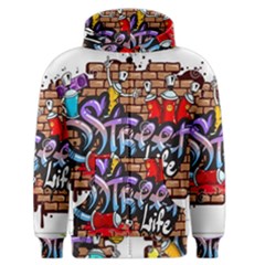 Graffiti Word Characters Composition Decorative Urban World Youth Street Life Art Spraycan Drippy Bl Men s Zipper Hoodie by Foxymomma