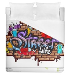 Graffiti Word Characters Composition Decorative Urban World Youth Street Life Art Spraycan Drippy Bl Duvet Cover (queen Size) by Foxymomma