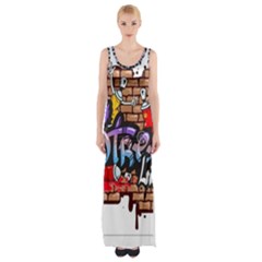 Graffiti Word Characters Composition Decorative Urban World Youth Street Life Art Spraycan Drippy Bl Maxi Thigh Split Dress by Foxymomma