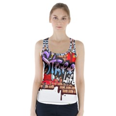 Graffiti Word Characters Composition Decorative Urban World Youth Street Life Art Spraycan Drippy Bl Racer Back Sports Top by Foxymomma