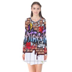 Graffiti Word Characters Composition Decorative Urban World Youth Street Life Art Spraycan Drippy Bl Flare Dress by Foxymomma