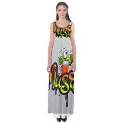 Graffiti Word Character Print Spray Can Element Player Music Notes Drippy Font Text Sample Grunge Ve Empire Waist Maxi Dress by Foxymomma