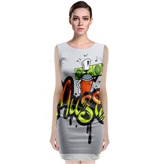 Graffiti Word Character Print Spray Can Element Player Music Notes Drippy Font Text Sample Grunge Ve Sleeveless Velvet Midi Dress by Foxymomma