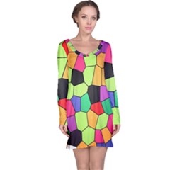 Stained Glass Abstract Background Long Sleeve Nightdress