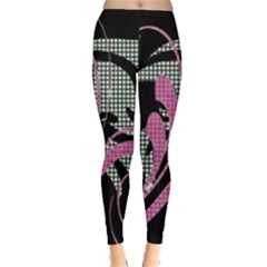 Violet Calligraphic Art Leggings  by Nexatart