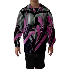 Violet Calligraphic Art Hooded Wind Breaker (kids) by Nexatart