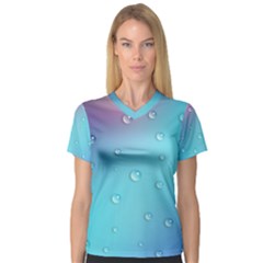 Water Droplets Women s V-neck Sport Mesh Tee