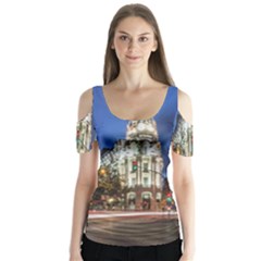 Architecture Building Exterior Buildings City Butterfly Sleeve Cutout Tee 