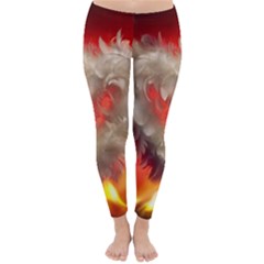 Arts Fire Valentines Day Heart Love Flames Heart Classic Winter Leggings