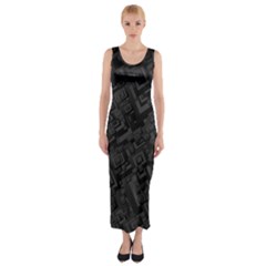 Black Rectangle Wallpaper Grey Fitted Maxi Dress by Nexatart