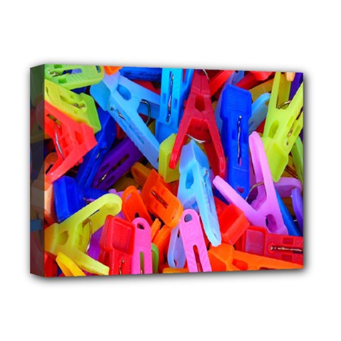 Clothespins Colorful Laundry Jam Pattern Deluxe Canvas 16  X 12   by Nexatart