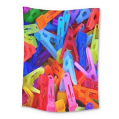 Clothespins Colorful Laundry Jam Pattern Medium Tapestry by Nexatart