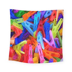 Clothespins Colorful Laundry Jam Pattern Square Tapestry (small) by Nexatart