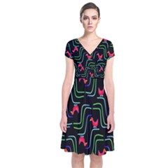 Computer Graphics Webmaster Novelty Pattern Short Sleeve Front Wrap Dress by Nexatart