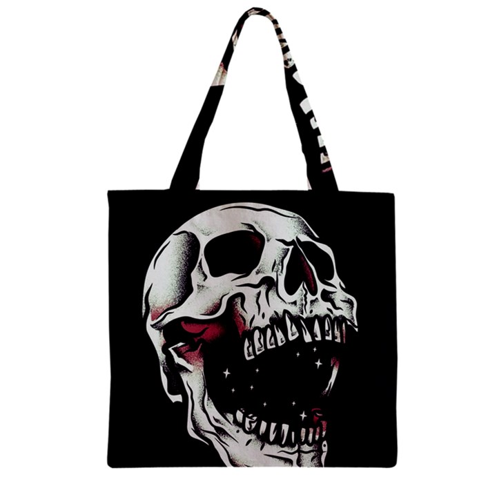 Death Skull Zipper Grocery Tote Bag